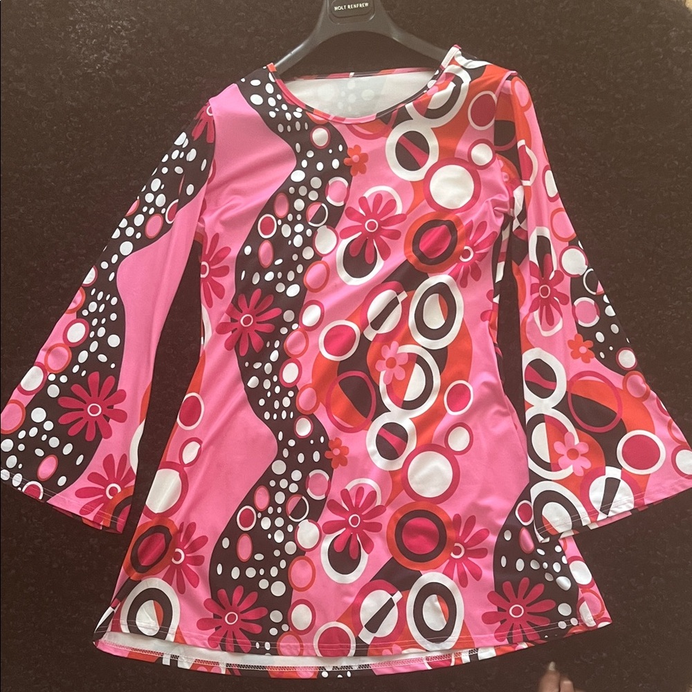 Pink and Black Mini Dress